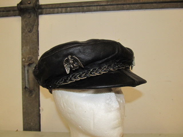 lot 105 image: Old Vintage Leather Motorcycle Cap wEagles