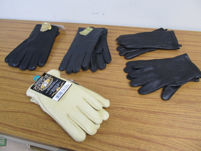 lot 128 image: 5 Pairs of NEW Leather Gloves