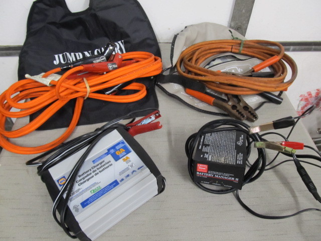 lot 177 image: Group of Battery Chargers & Jumper Cables