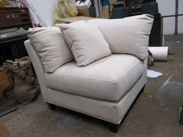 lot 200 image: NICE Overstuffed Micro-Suade Corner Sofa Chair   