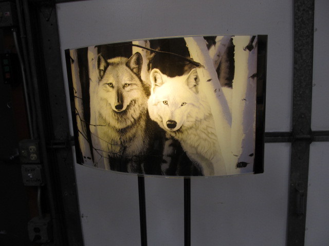 lot 203 image: Chrome & Glass Wolf Floor Lamp
