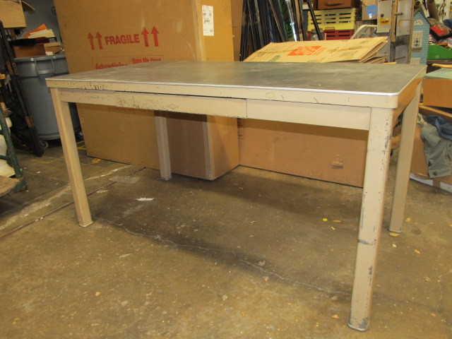 lot 210 image: Vintage Mid Century Industrial Work Table by ArtMetal