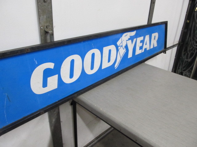 lot 9 image: Vintage 2-Sided Metal Goodyear Tires Sign