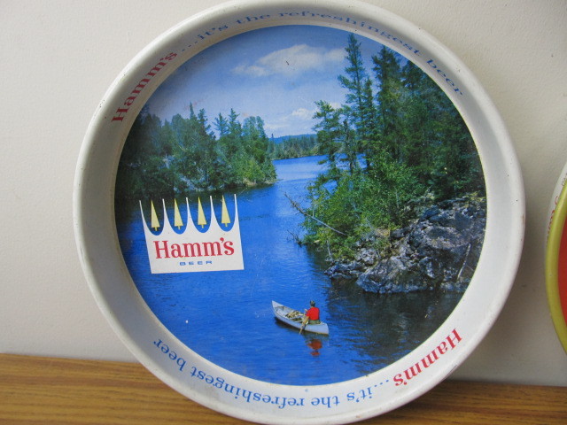 lot 73 image: (2) Vintage Metal HAMMS Beer Trays