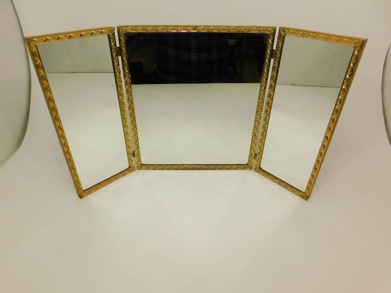 Vintage Tabletop Tri-Fold Mirror