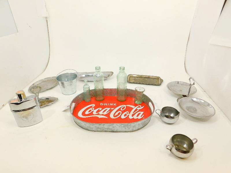 Lot of Coca-Cola, Silver, and Glass Items