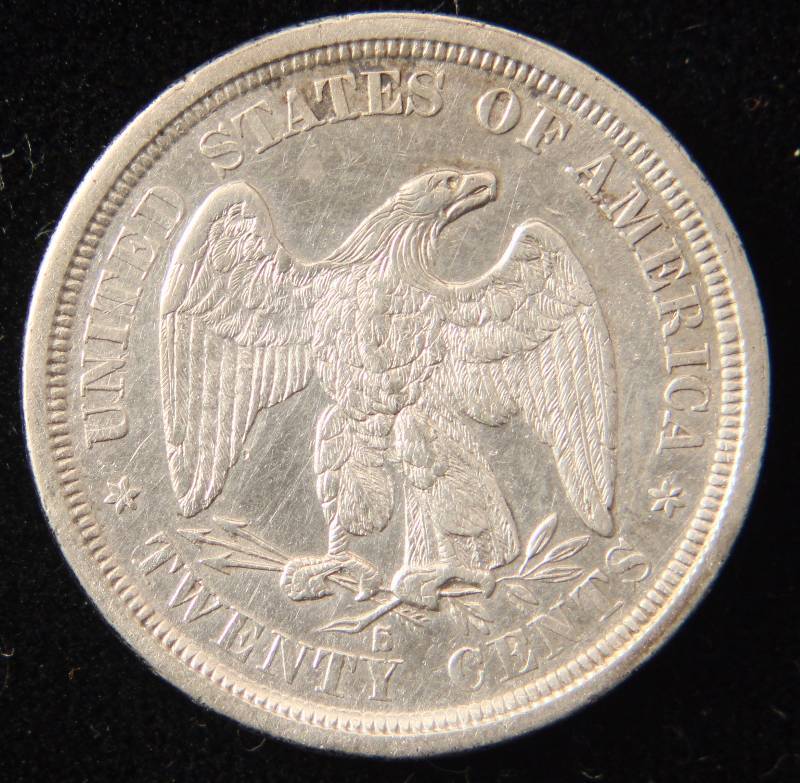 1875-S US TWENTY CENT PIECE AU DETAILS
