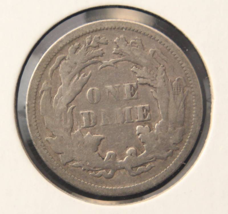 1874 SEATED LIBERTY SILVER DIME VF