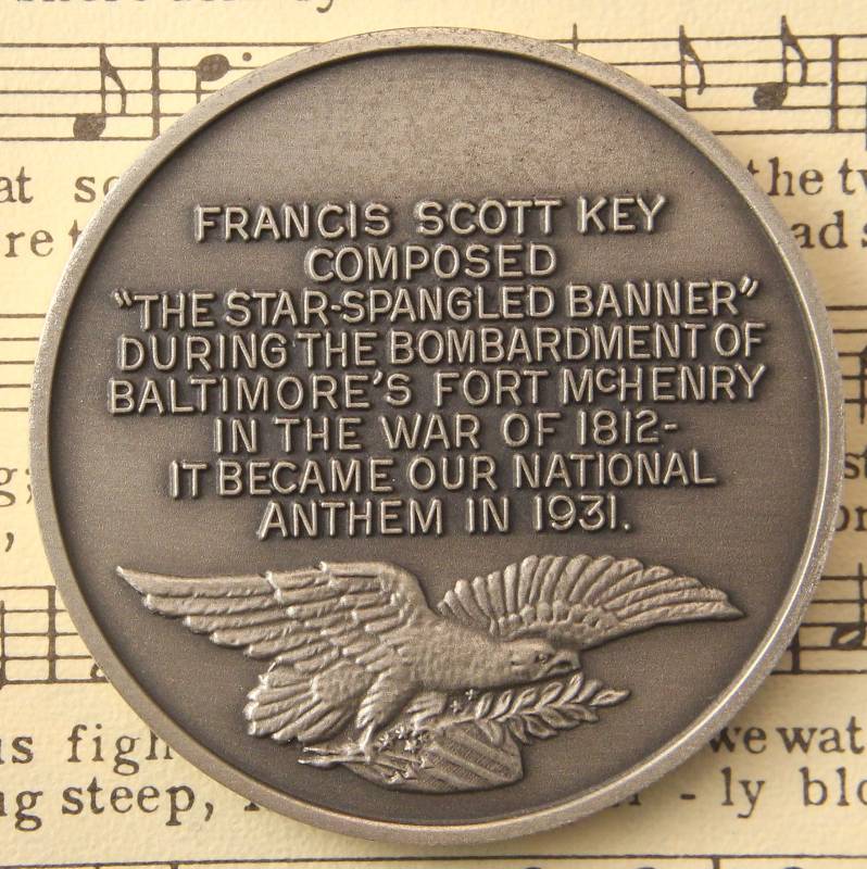 VINTAGE FRANCIS SCOTT KEY 1.16 TROY OZ. STERLING SILVER ART ROUND LONGINES SYMPHONETTE SOCIETY