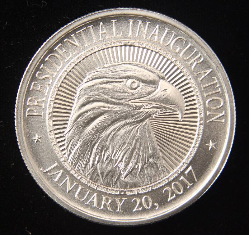 1 TROY OZ. .999 FINE SILVER DONALD TRUMP INAUGURATION ROUND