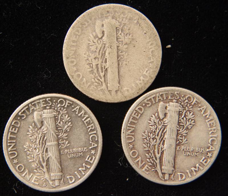 1926, 1942-D & 1944-P MERCURY SILVER DIMES