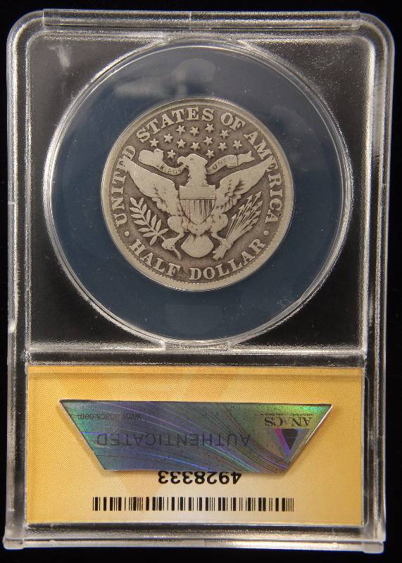 1910 BARBER SILVER HALF DOLLAR VG8 ANACS