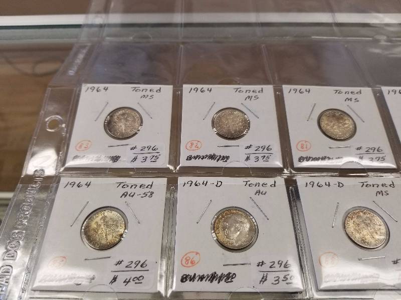 SHEET OF 12 NICELY TONED SILVER ROOSEVELT DIMES