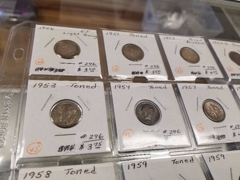 SHEET OF 20 NICELY TONED SILVER ROOSEVELT DIMES