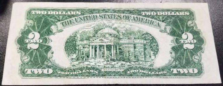 1953 RED SEAL US $2 BILL FEDERAL RESERVE NOTE AU