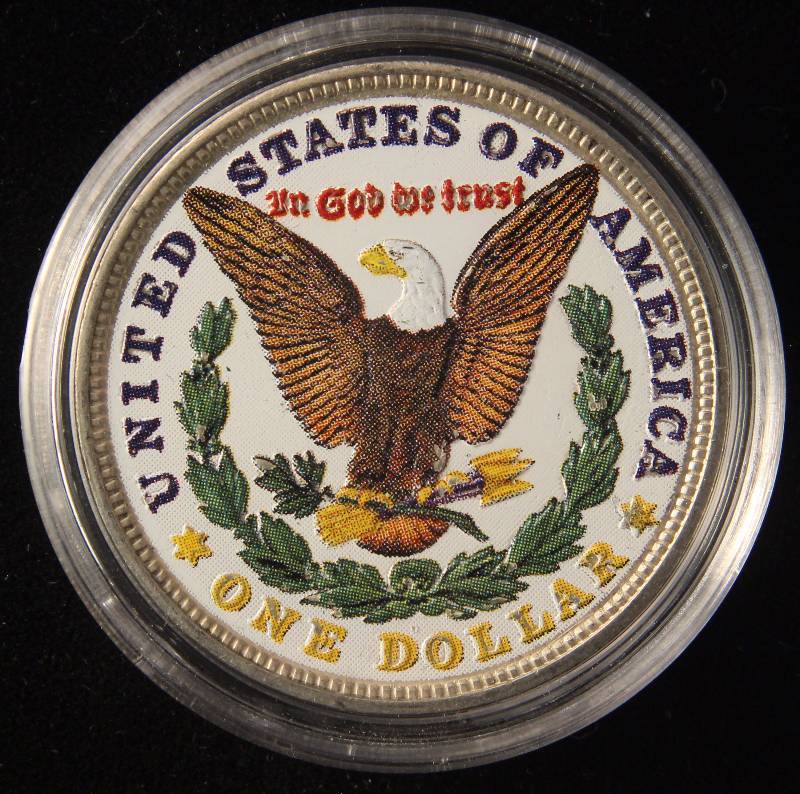 1921 MORGAN SILVER DOLLAR COLOR ENHANCED IN AIRTITE HOLDER