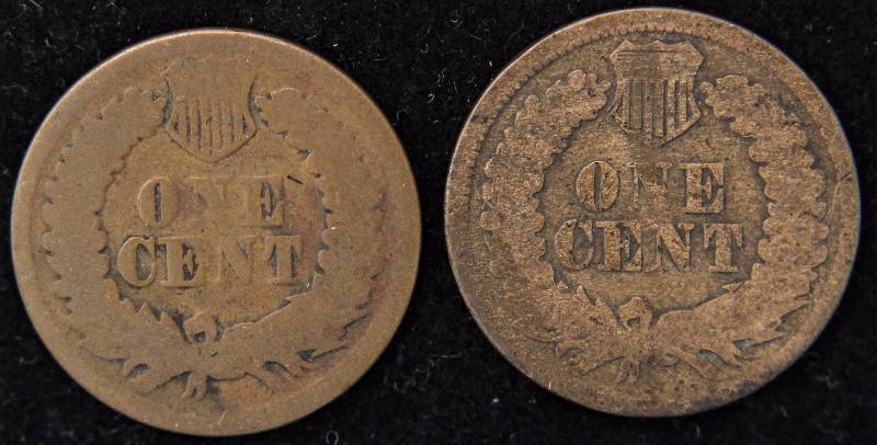 2 BETTER DATE INDIAN HEAD CENTS 1864 & 1864-L POINTED BUST