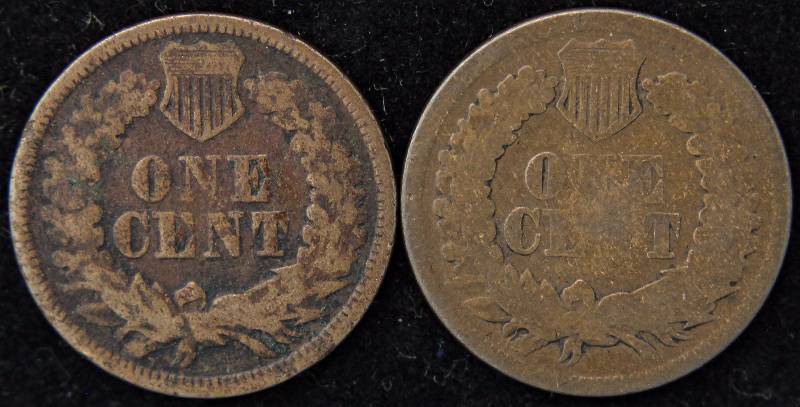 2 BETTER DATE INDIAN HEAD CENTS 1866 & 1868