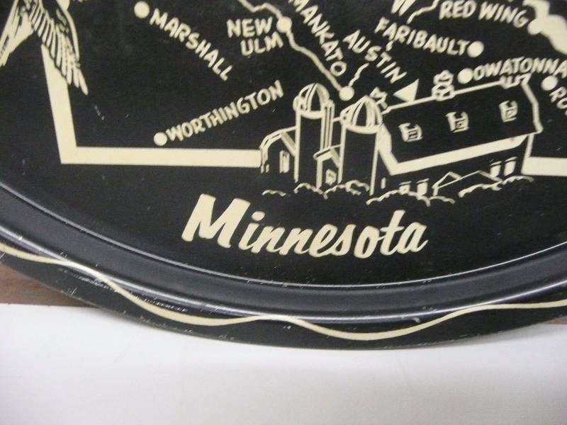 Vintage 1958 Minnesota Centennial 1858 1958 Black Minnesota Tray