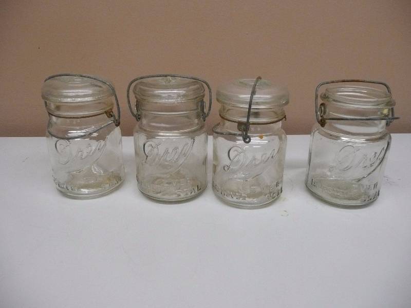 lot 40 image: 4 - Vintage DREY IMPROVED EVER SEAL PINT FruitCanning Jar w Wire Bail - SEE PICTURES