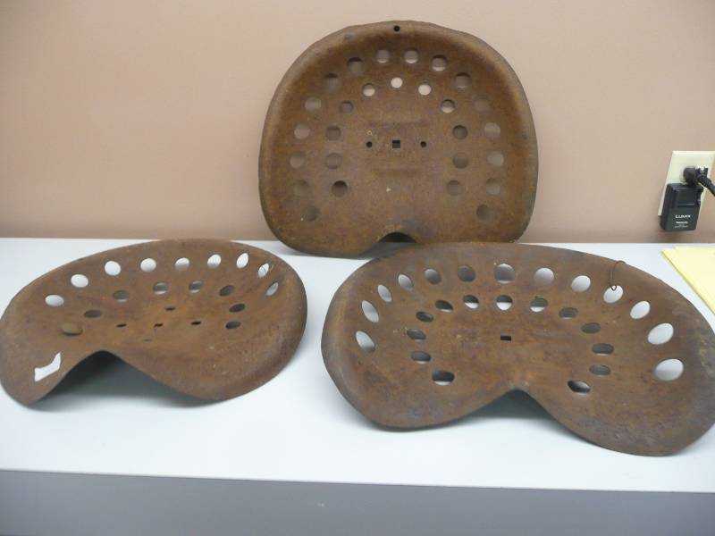 lot 45 image: 3 - ANTIQUEVINTAGE METAL TRACTOR SEATS - SEE PICTURES