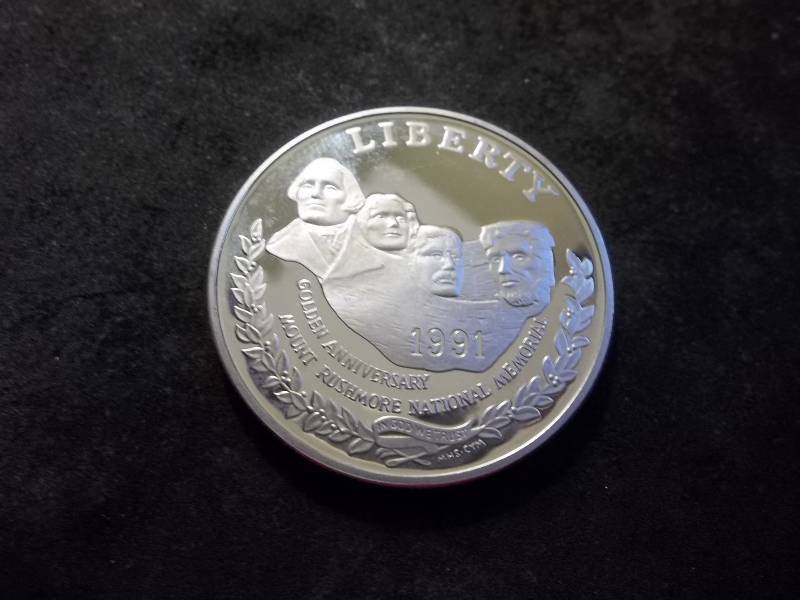1991 Mount Rushmore Comemmorative Proof Silver Dollar