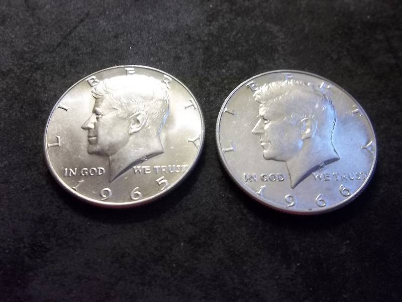1965, 1966 Silver Kennedy Half Dollars 40%