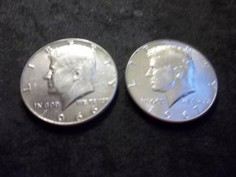 1966, 1967 Kennedy Silver Half Dollars 40%
