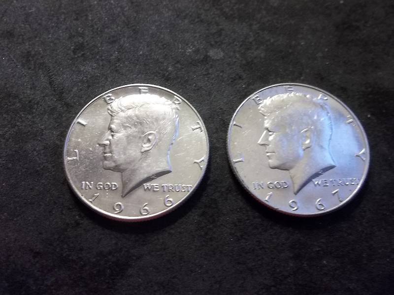 1966, 1967 Kennedy Silver Half Dollars 40%
