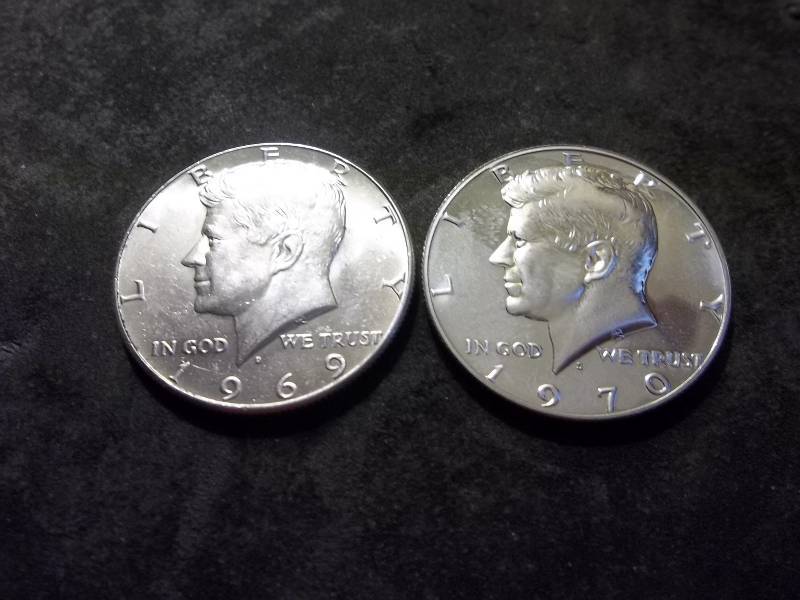 1969, 1970 S Kennedy Half & Kennedy Proof Half Dollars