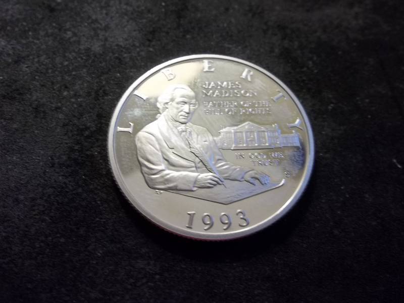 1993 James Madison Bill Of Rights Silver Comemmorative Half Dollar Proof