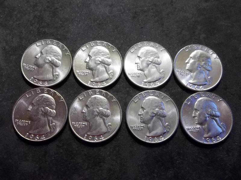 8-1964 D Washington Quarters All BU MS