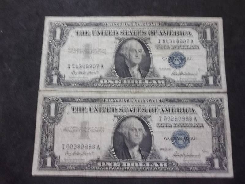 2-US One Dollar Silver Certificates Series 1957