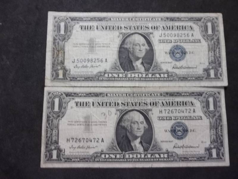 2-US One Dollar Silver Certificates Series 1957