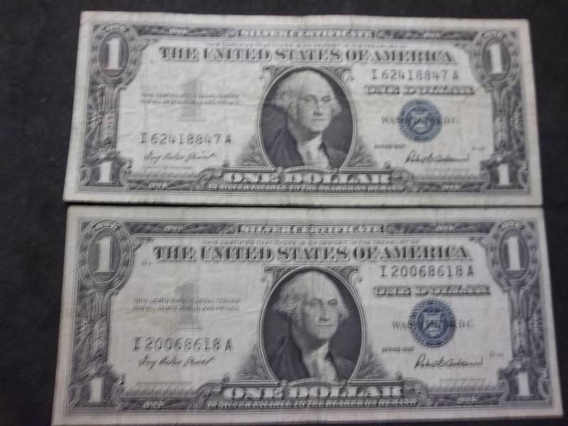 2-US One Dollar Silver Certificates Series 1957
