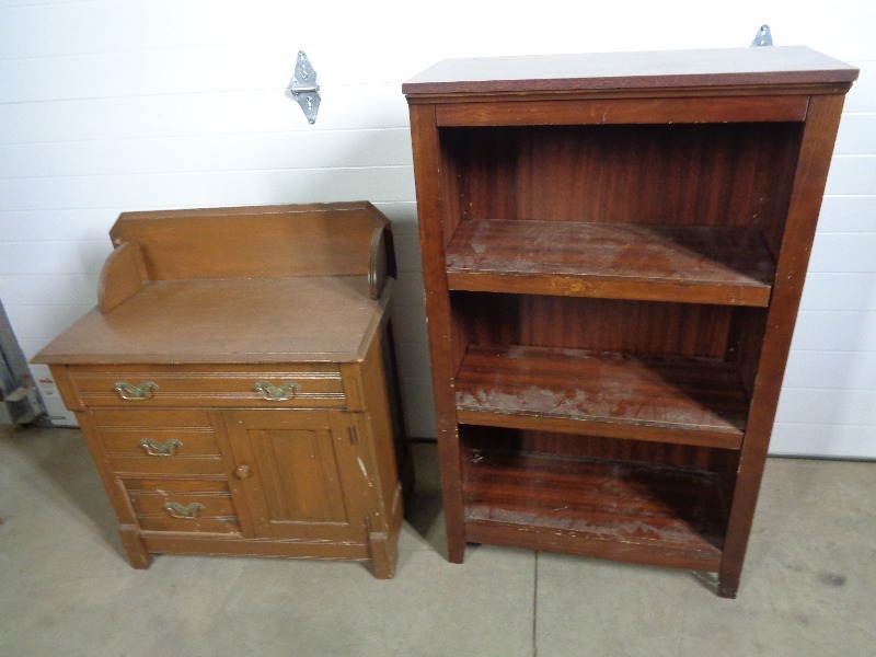 lot 131 image: Bookshelf and Vintage Cabinet