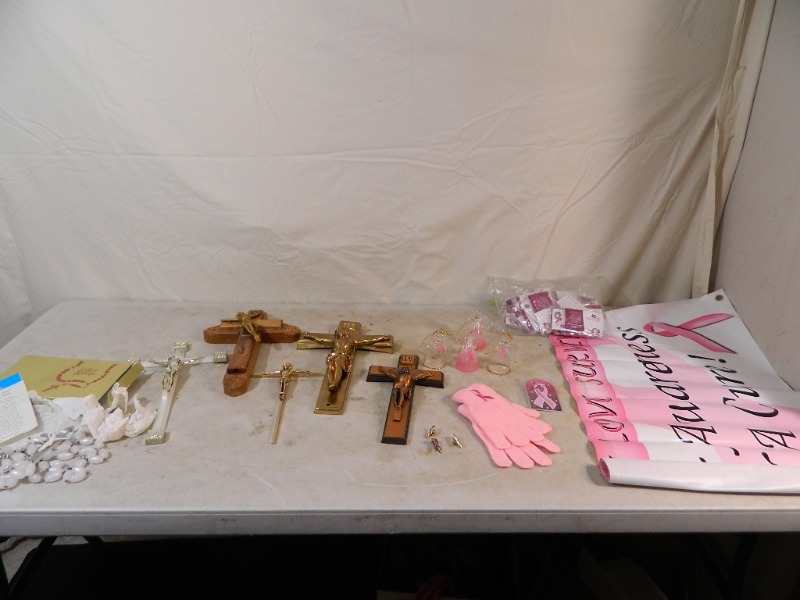 lot 11 image: Crosses, Last Rosary, and Breast Cancer Items