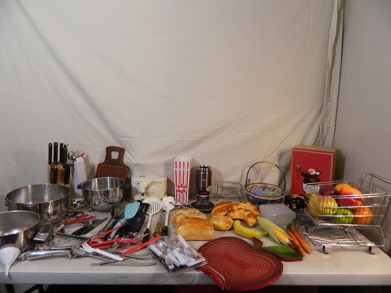 lot 178 image: Knives, Faux Bread and Fruit, More