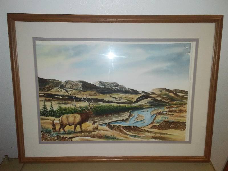 lot 87 image: Burt Calkins Wild Life Water Color - ELK