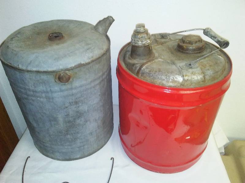 lot 115 image: Vintage 5 gal. Fuel Cans (2)