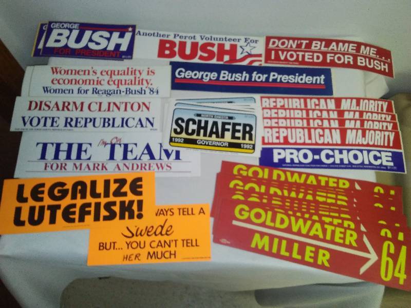 lot 120 image: Vintage Bumper Stickers, political and humorous