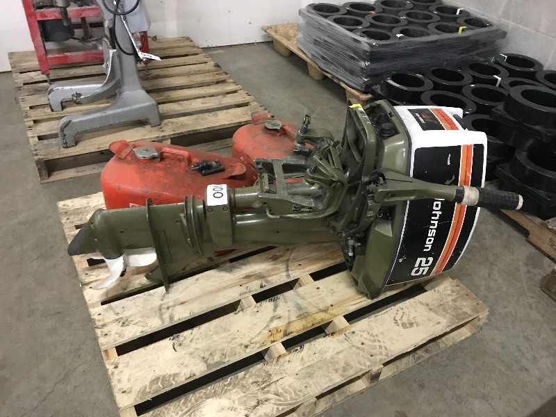 JOHNSON BOAT MOTOR AND GAS TANKS