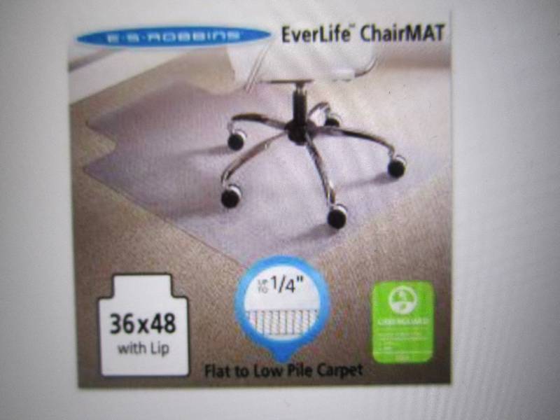 lot 12 image: Vinyl Low Pile Chair Mat 36 x 48 ...