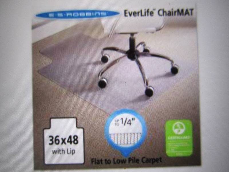 lot 13 image: Vinyl Low Pile Chair Mat 36 x 48 ...