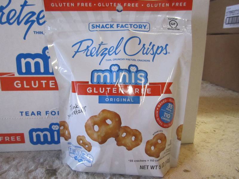 lot 101 image: Case of 12 Bags Pretzel Crisps Mini...