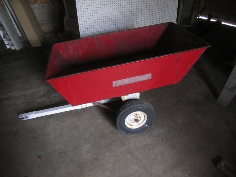 lot 140 image: All Metal Pull Behind Yard Trailer ...
