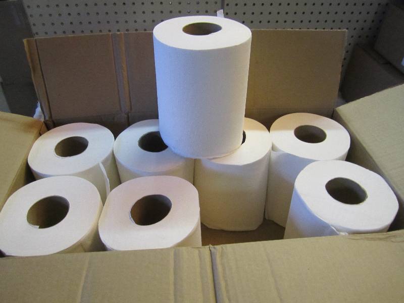 lot 203 image: Case of 8 Rolls Center Pull Towels ...