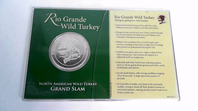 lot 7 image: Grand Slam North American Wild Turkey - Rio Grande Wild Turkey - Collectible Silver Tone Coin