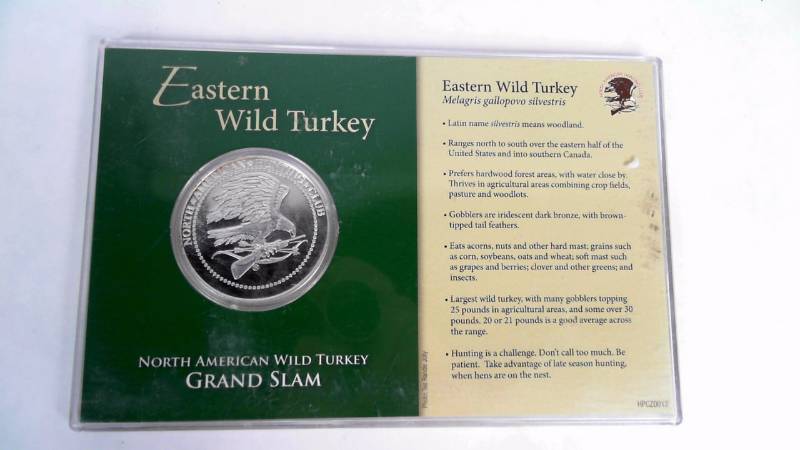 lot 10 image: Grand Slam North American Wild Turkey - Eastern Wild Turkey - Collectible Silver Tone Coin