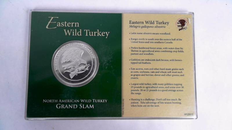 lot 11 image: Grand Slam North American Wild Turkey - Eastern Wild Turkey - Collectible Silver Tone Coin
